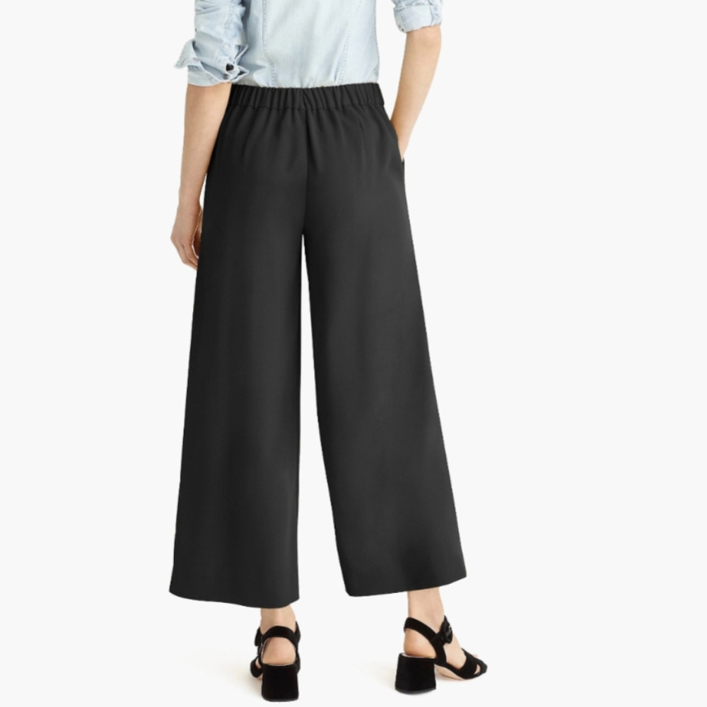 J. Crew Wide-Leg High Rise Crop Pant 365 Crepe Pleated Trousers Oyster Grey- 12T - Picture 9 of 9
